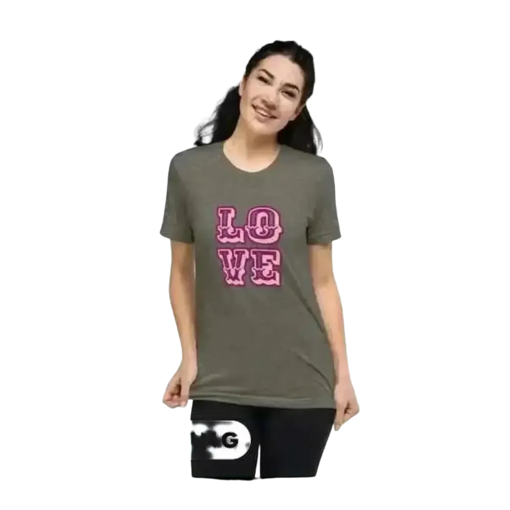 Graues Damen Grafik T-Shirt aus Polyester in XS bis 4XL, Kurzarm, mit modernem Druck, von BUYATHOME24.