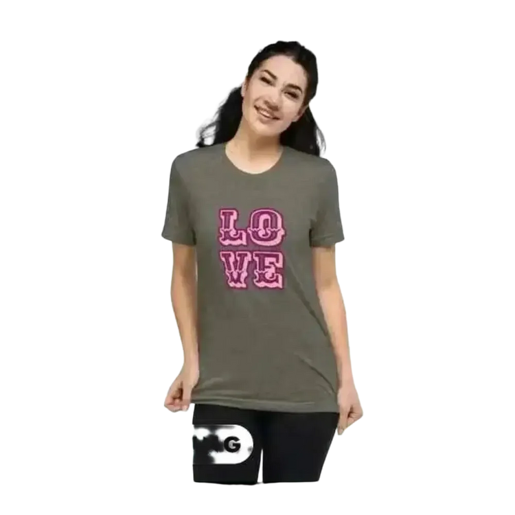 Graues Damen Grafik T-Shirt aus Polyester in XS bis 4XL, Kurzarm, mit modernem Druck, von BUYATHOME24.