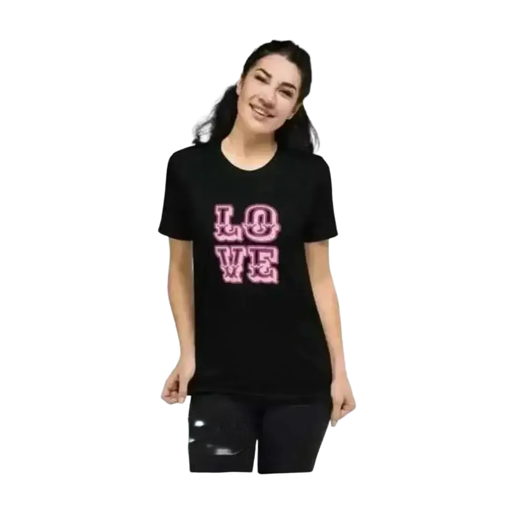 Damen Grafik T-Shirt aus Polyester in Schwarz, Kurzarm, Rundhals, für XS bis 4XL, von BUYATHOME24.