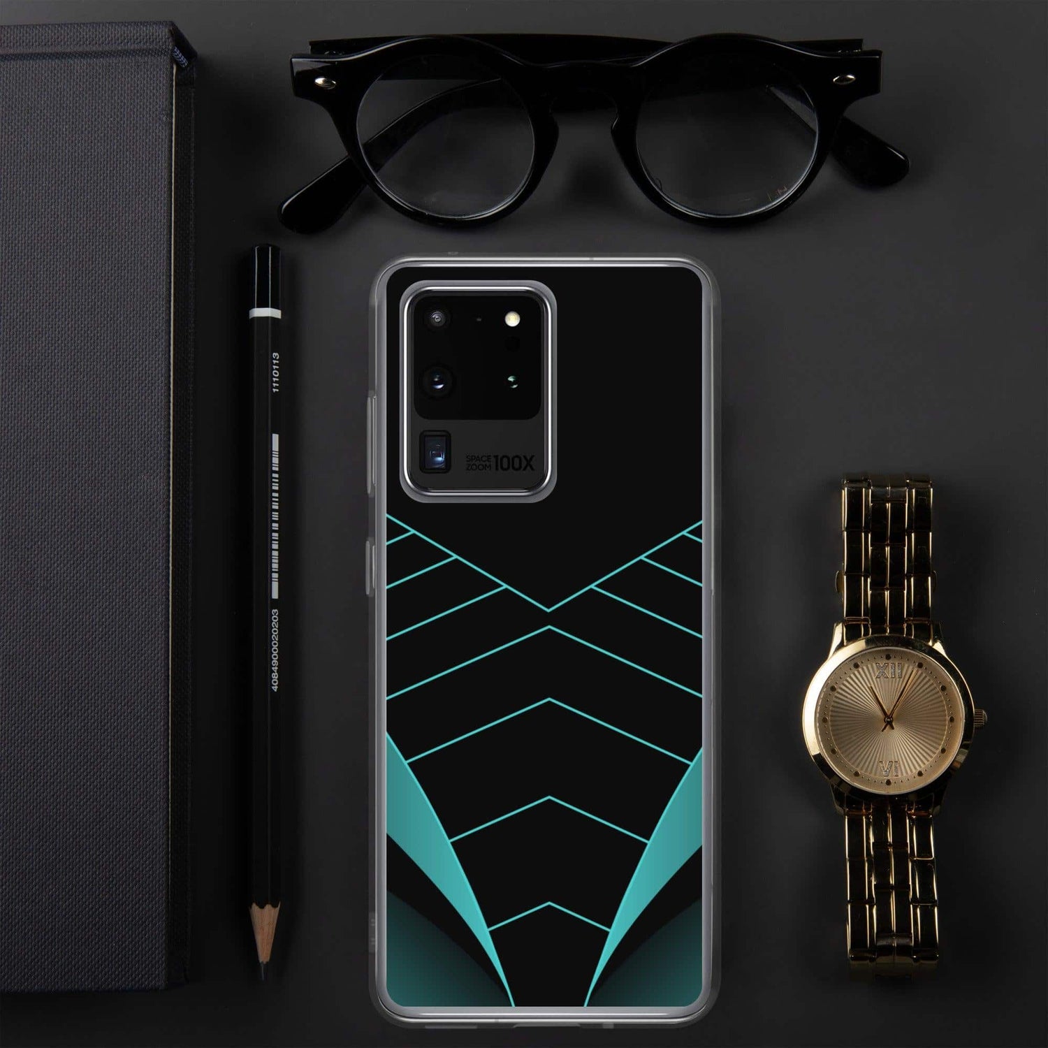 Stoßfeste Samsung Galaxy Handyhülle aus Polycarbonat und TPU in Schwarz, schützt das Smartphone vor Stößen.