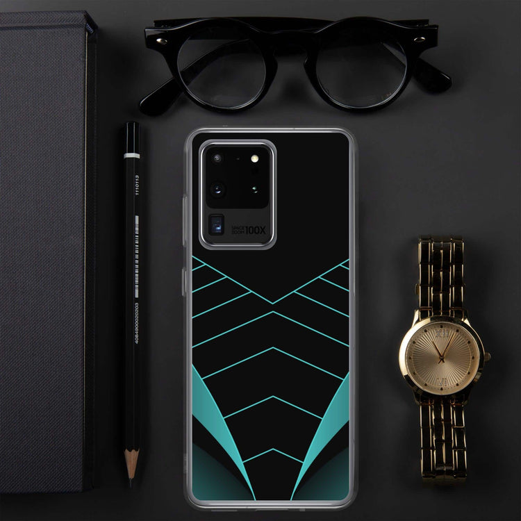 Stoßfeste Samsung Galaxy Handyhülle aus Polycarbonat und TPU in Schwarz, schützt das Smartphone vor Stößen.