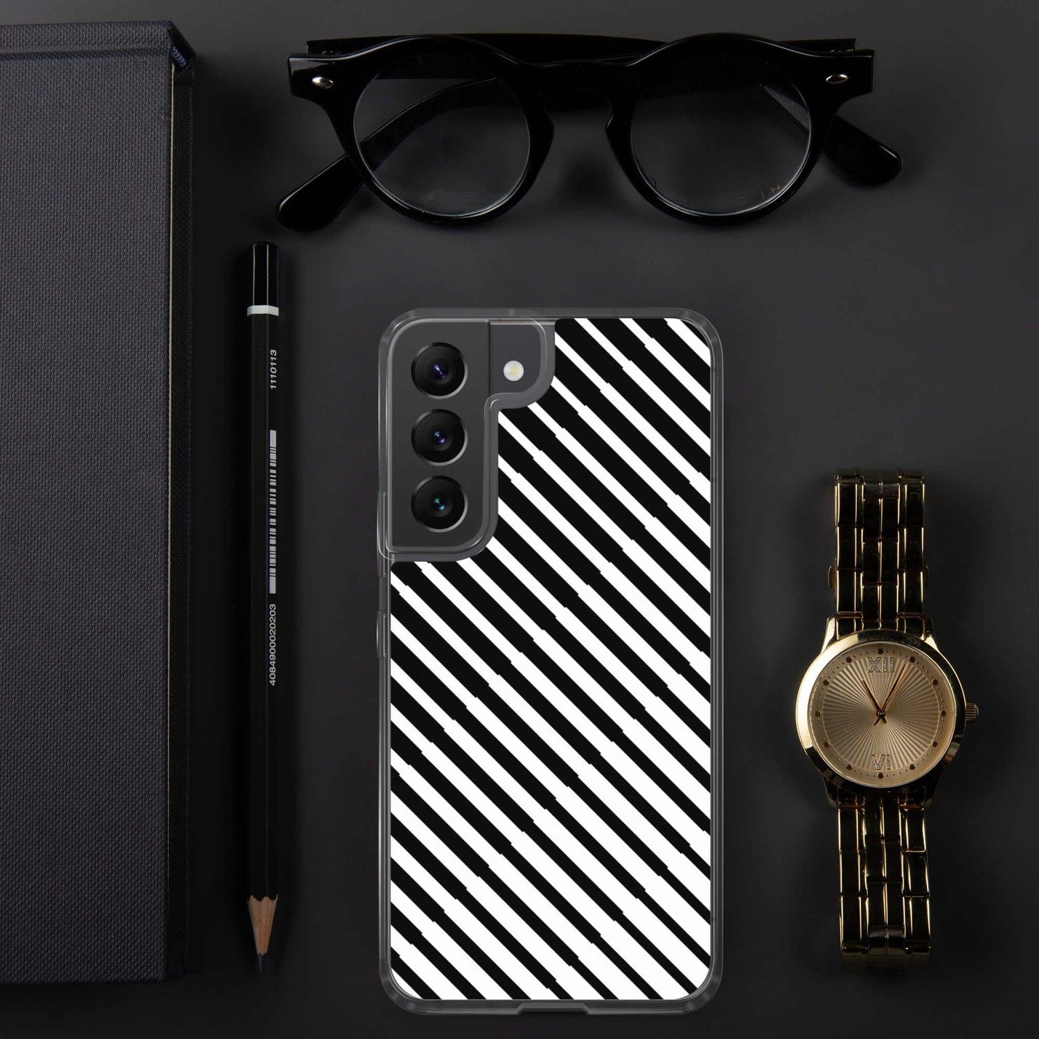 Stilvolle Samsung Galaxy Handyhülle aus Polycarbonat und TPU, stoßfest, für Galaxy S10 bis S22 Ultra, in schwarzer Farbe.