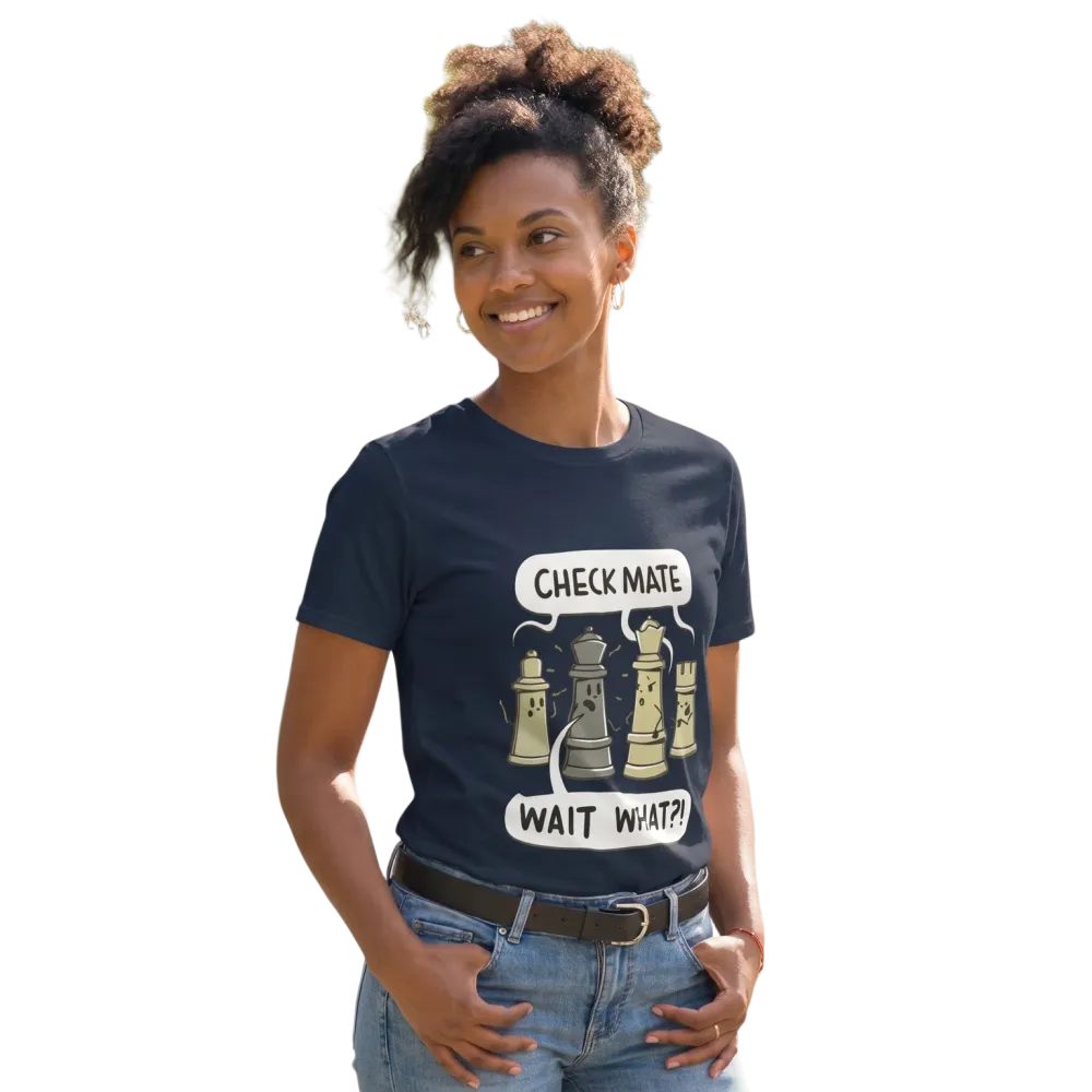 Grafik Damen T-Shirt aus Baumwolle mit Schach Design, kurzärmelig, rundhalsausschnitt, in verschiedenen Größen S bis 3XL