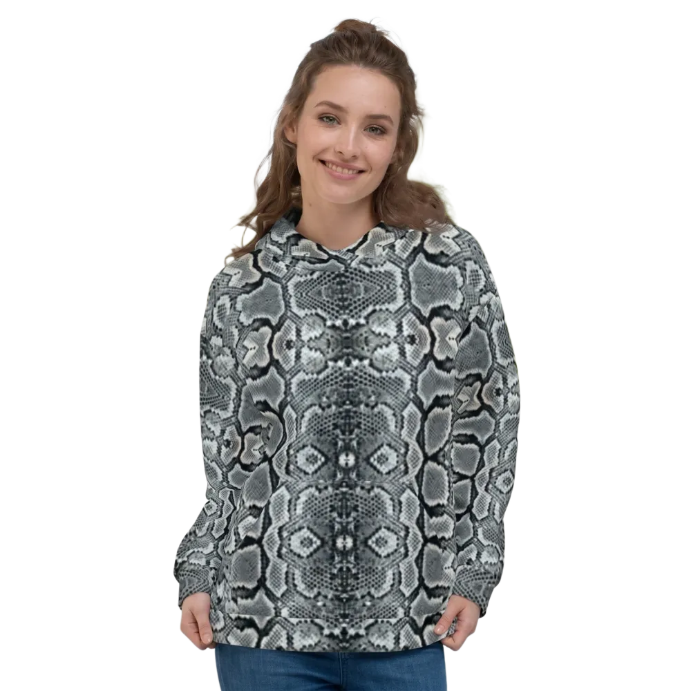 Damen Hoodie mit Schlangenmuster, unisex Kapuzenpullover mit Allover-Print, in XS bis 3XL, von BUYATHOME24