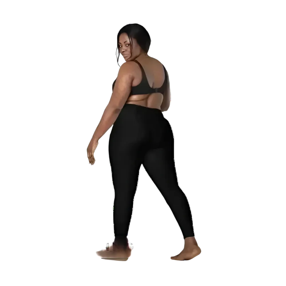 Damen Sport Leggings mit V-Bund, hohe Taille und Seitentaschen, von BUYATHOME24, in 2XS-6XL, sportliche und bequeme Sportbekleidung