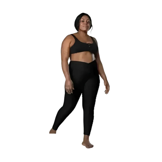 Damen Sport Leggings mit V-Bund, hoher Taille und Seitentaschen von BUYATHOME24, in 2XS-6XL, sportliche Fitnessbekleidung