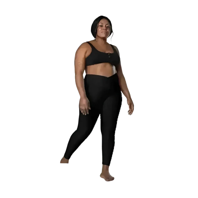 Damen Sport Leggings mit V-Bund, hoher Taille und Seitentaschen von BUYATHOME24, in 2XS-6XL, sportliche Fitnessbekleidung