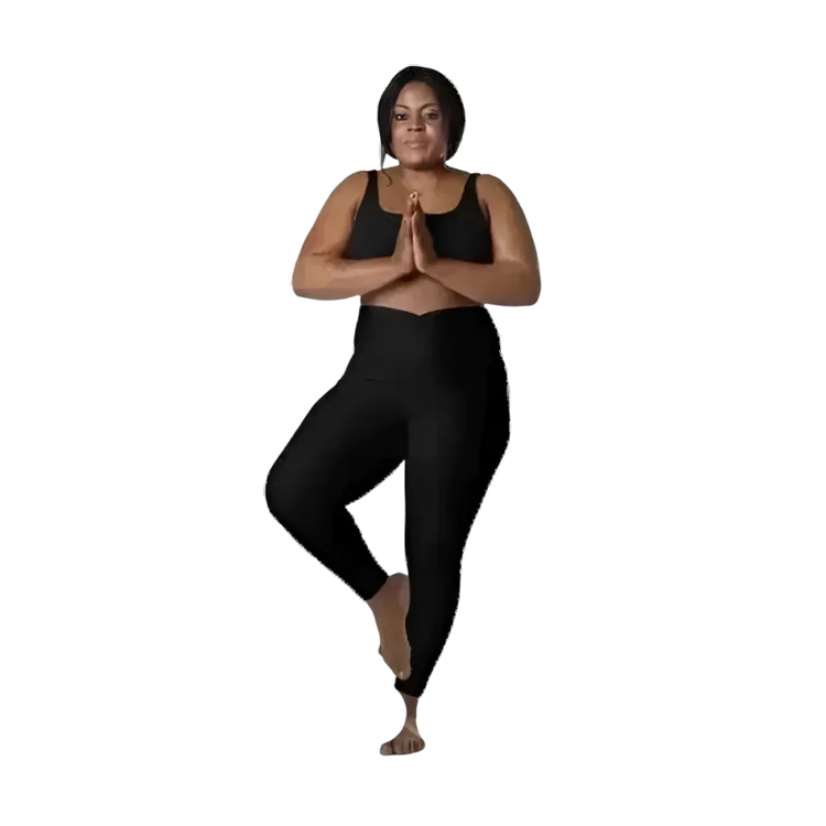 Damen Sport Leggings von BUYATHOME24 mit V-Bund, hoher Taille und Seitentaschen, in 2XS-6XL, sportliche Sportbekleidung