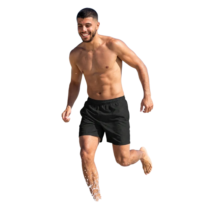 Schwarze Herren Badehose mit UV-Schutz 50+ aus Stretch-Gewebe, personalisierbar, Herren Badeshorts für 2XS-6XL