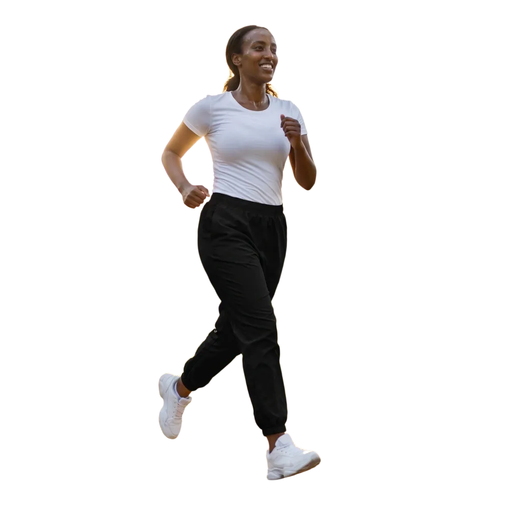 Schwarze Unisex Trainingshose aus Polyester mit wasserabweisendem Material, bequem und vielseitig, in den Größen XS bis 3XL.