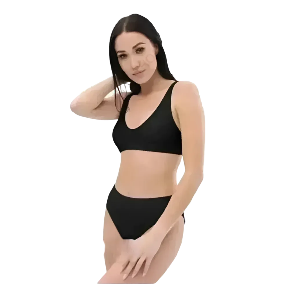 Schwarzer Damen Bikini von BUYATHOME24, schnelltrocknend, in den Größen XS bis 3XL, mit Personalisierung, Badebekleidung für Damen