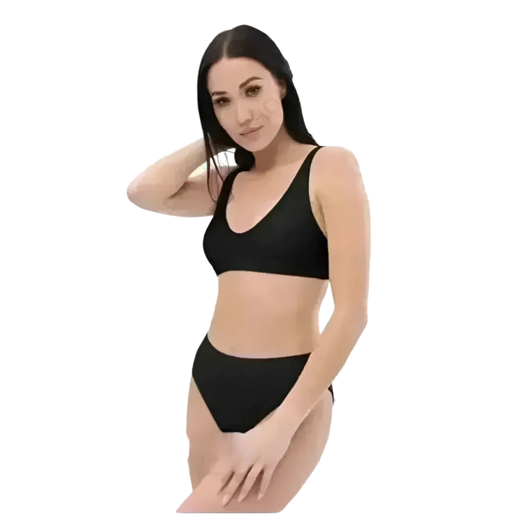 Schwarzer Damen Bikini von BUYATHOME24, schnelltrocknend, in den Größen XS bis 3XL, mit Personalisierung, Badebekleidung für Damen