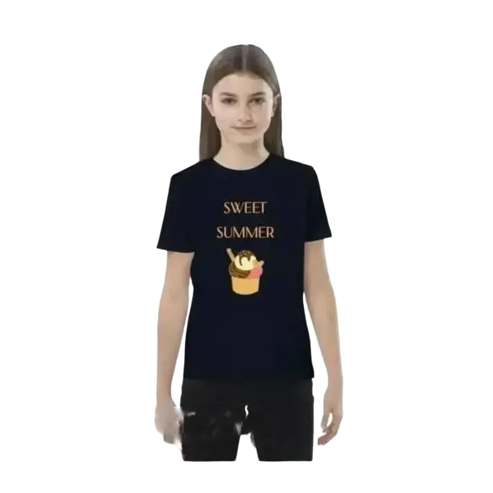 Grafik-Unisex-T-Shirt für Kinder 3-14 Jahre, sommerliches Kurzarmshirt mit buntem Design, komfortabel und stilvoll für Mädchen