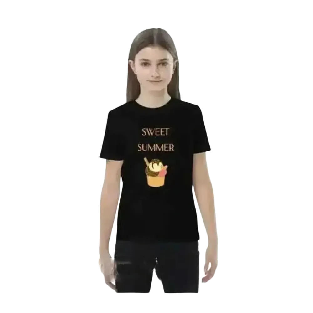 Buntes Sommer Rundhalsshirt für Mädchen und Jungen, Grafik Unisex T-Shirt 3-14 Jahre, bequem und stilvoll bei BUYATHOME24