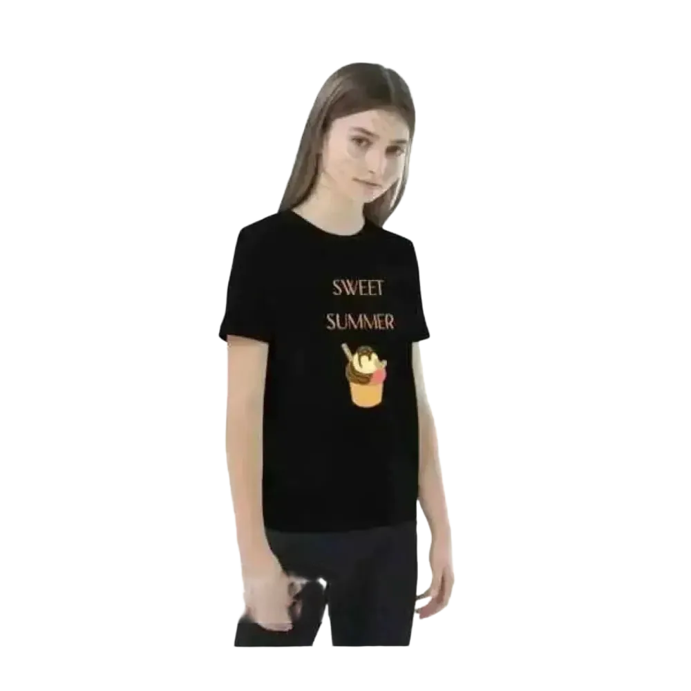 Mädchen-Grafik-T-Shirt für 3-14 Jahre, kurzarm, sommerlich, unisex, bequemer Stil, farbenfrohes Design