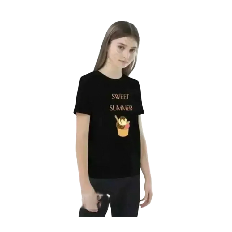 Mädchen-Grafik-T-Shirt für 3-14 Jahre, kurzarm, sommerlich, unisex, bequemer Stil, farbenfrohes Design
