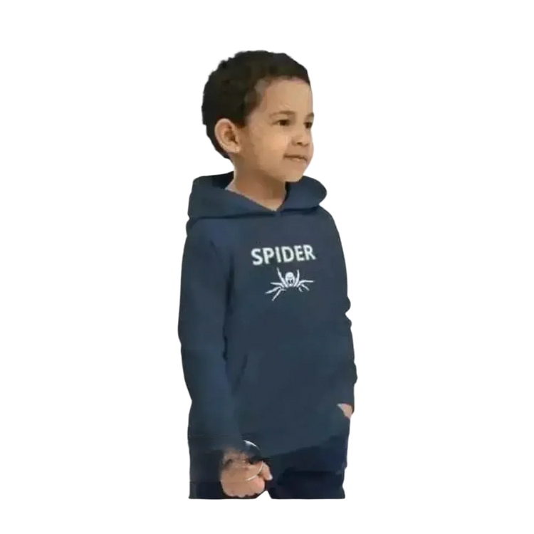 Grauer Spider-Hoodie für Kinder, unisex, doppellagiger Halloween Kapuzenpullover für Jungen und Mädchen 4-12 Jahre.
