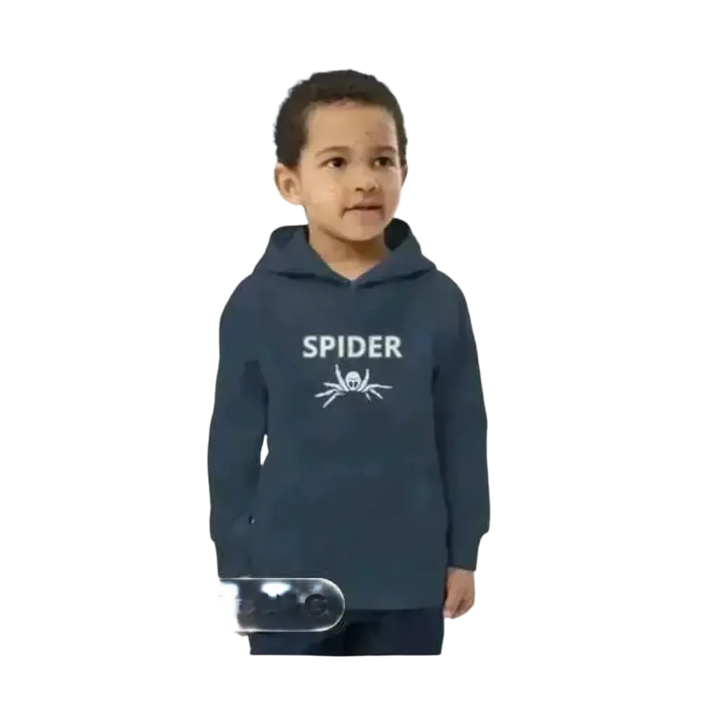 Kinder Hoodie mit Spinnen-Grafik in French Navy, doppel-lagig, unisex Kapuzenpullover für Kinder 4-12 Jahre