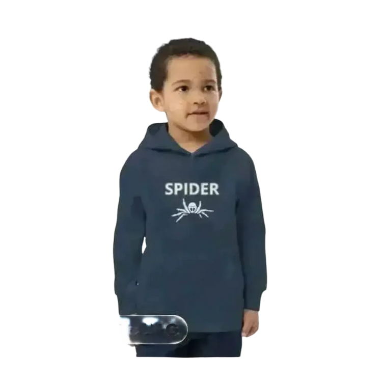 Kinder Hoodie mit Spinnen-Grafik in French Navy, doppel-lagig, unisex Kapuzenpullover für Kinder 4-12 Jahre