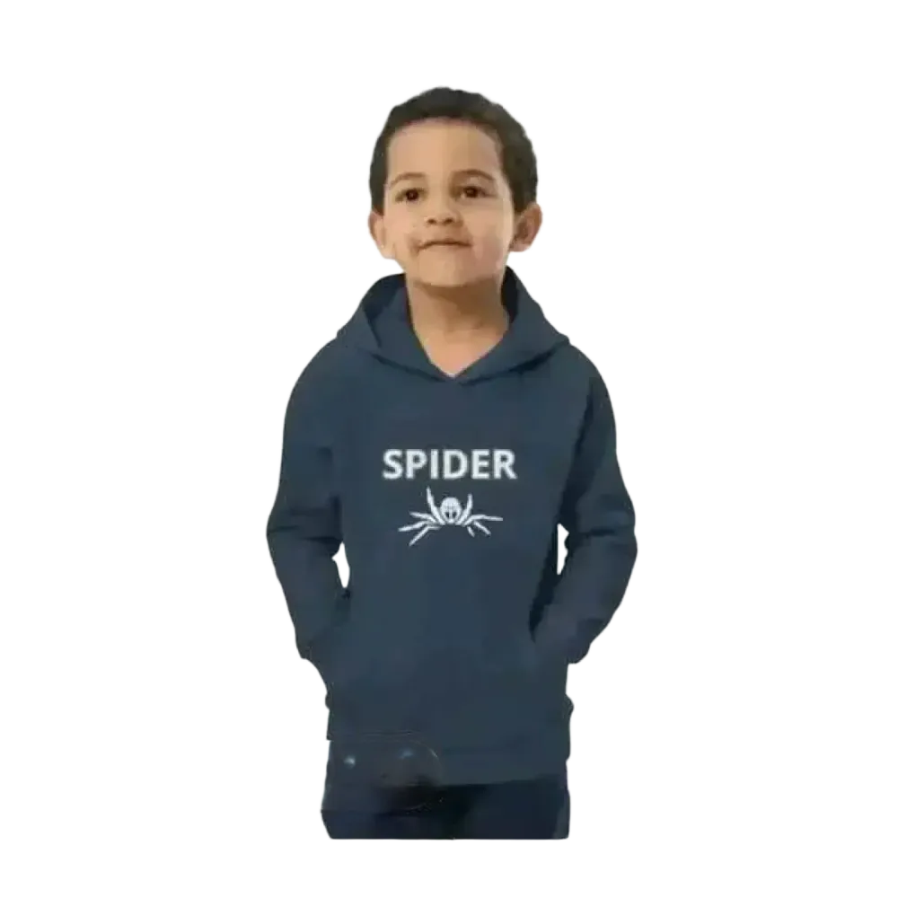 Grafik-Unisex-Kapuzenpullover für Kinder von 4-12 Jahren mit Spinnen-Design, doppellagiger Halloween-Hoodie für Jungen und Mädchen