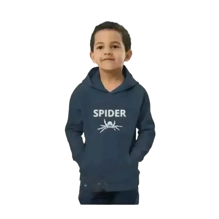 Grafik-Unisex-Kapuzenpullover für Kinder von 4-12 Jahren mit Spinnen-Design, doppellagiger Halloween-Hoodie für Jungen und Mädchen