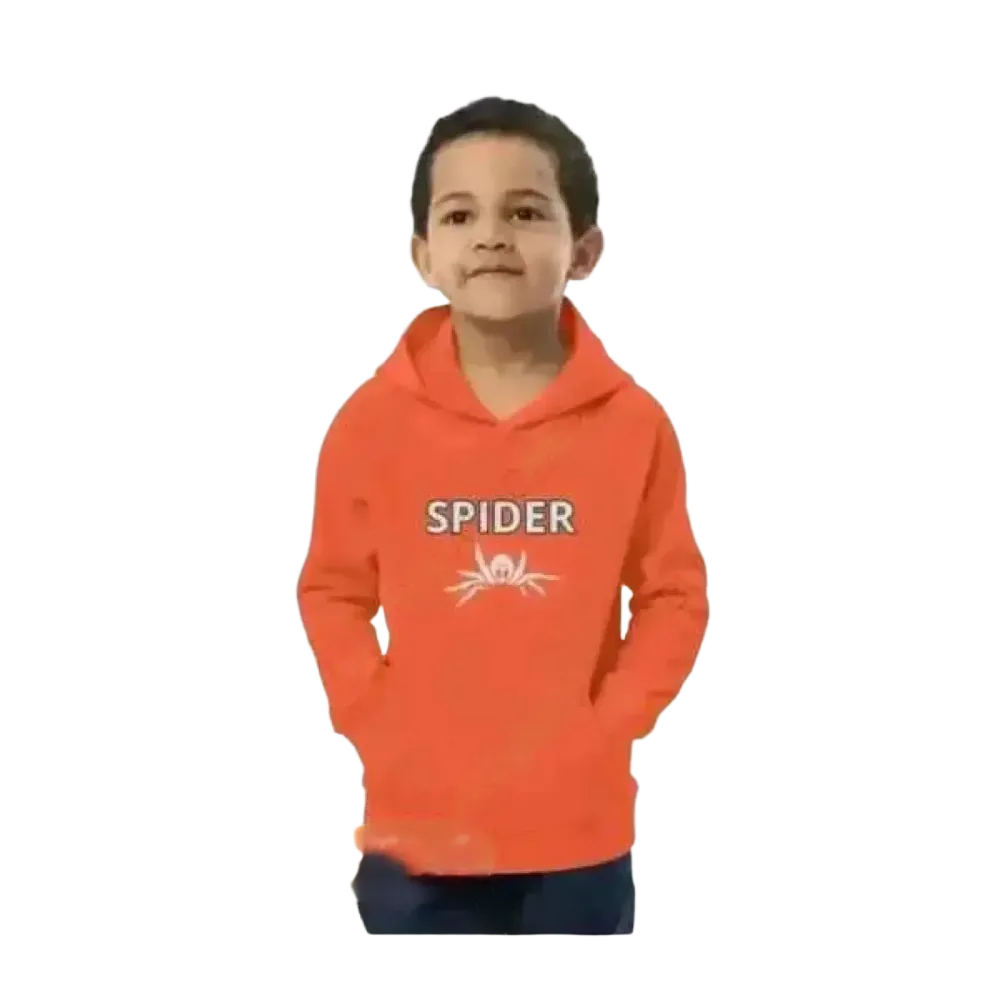 Grafik-Kapuzenpullover für Kinder 4-12 Jahre mit Spinnen-Design, unisex Halloween Hoodie, doppellagig, bequem und warm.