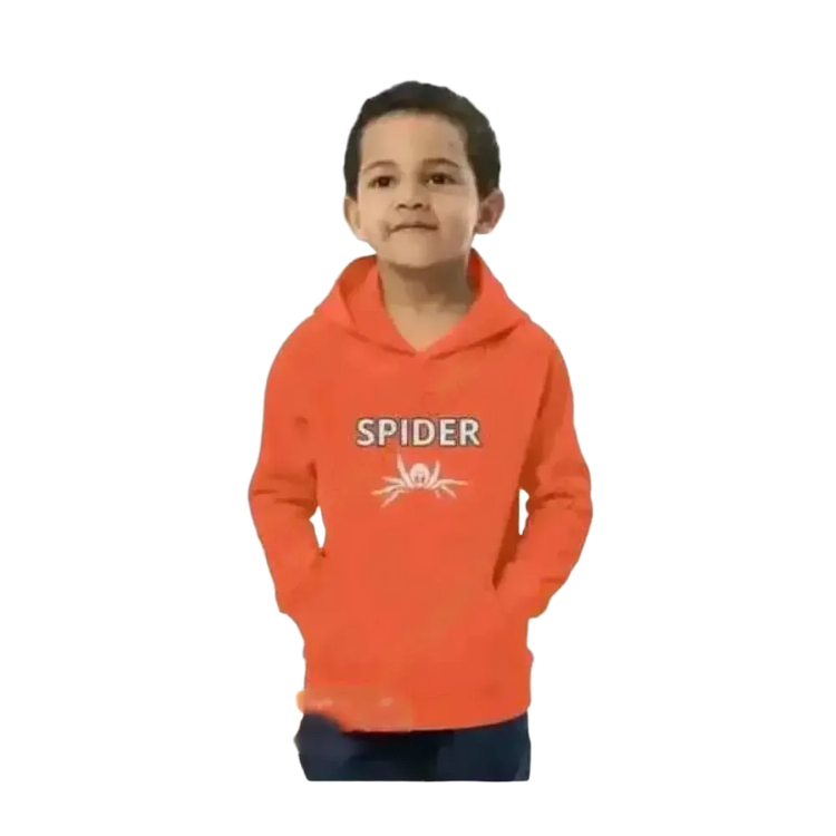 Grafik-Kapuzenpullover für Kinder 4-12 Jahre mit Spinnen-Design, unisex Halloween Hoodie, doppellagig, bequem und warm.