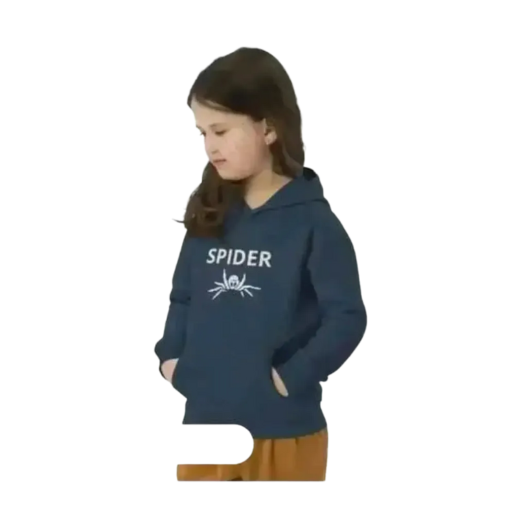Kinder Hoodie mit Spinnen Motiv aus Baumwolle, Unisex Halloween Kapuzenpullover für Mädchen und Jungen, 4-12 Jahre