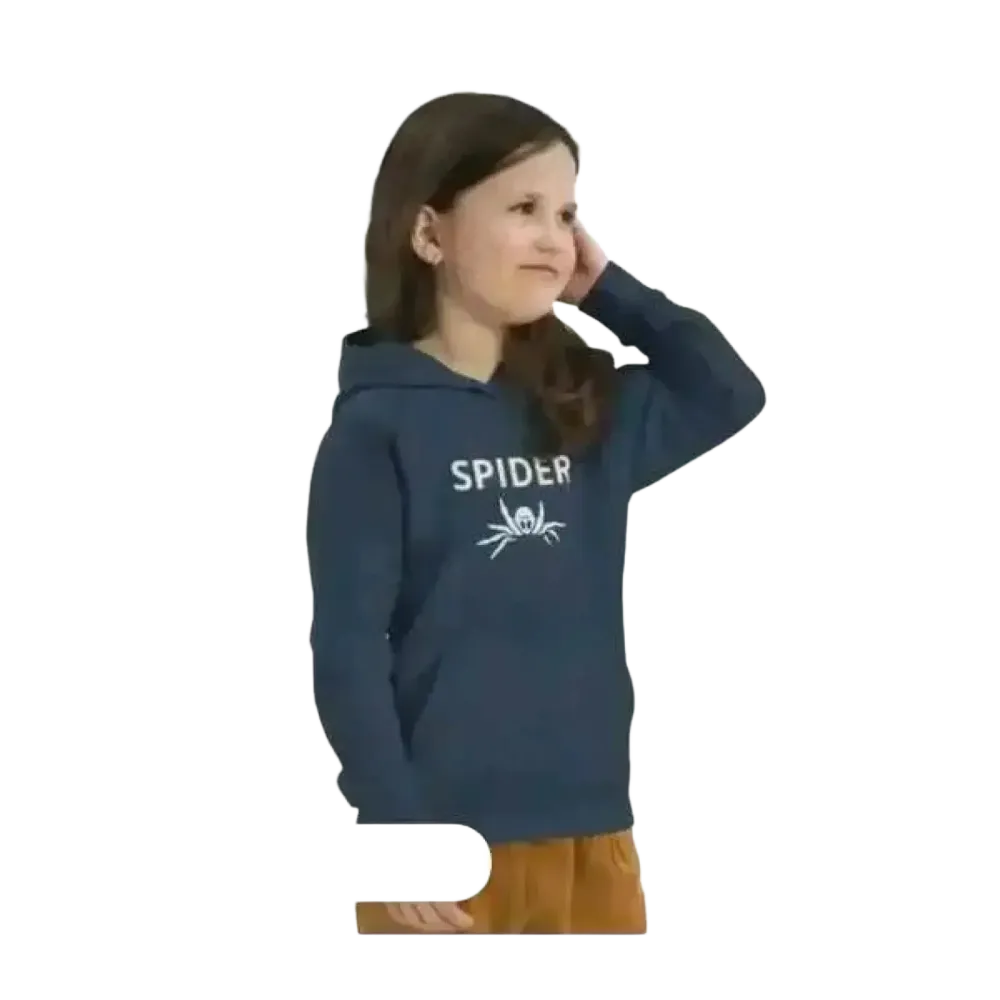 Kinder Hoodie mit Spinnen Motiv, Baumwolle, unisex Halloween Kapuzenpullover für Mädchen und Jungen, 4-12 Jahre
