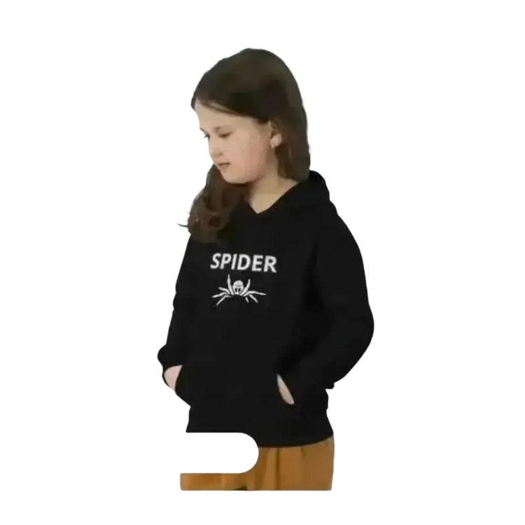 Kinder Hoodie mit Spinnen Motiv, Baumwolle, unisex Halloween Kapuzenpullover für Kinder 4-12 Jahre, bequem und kuschelig