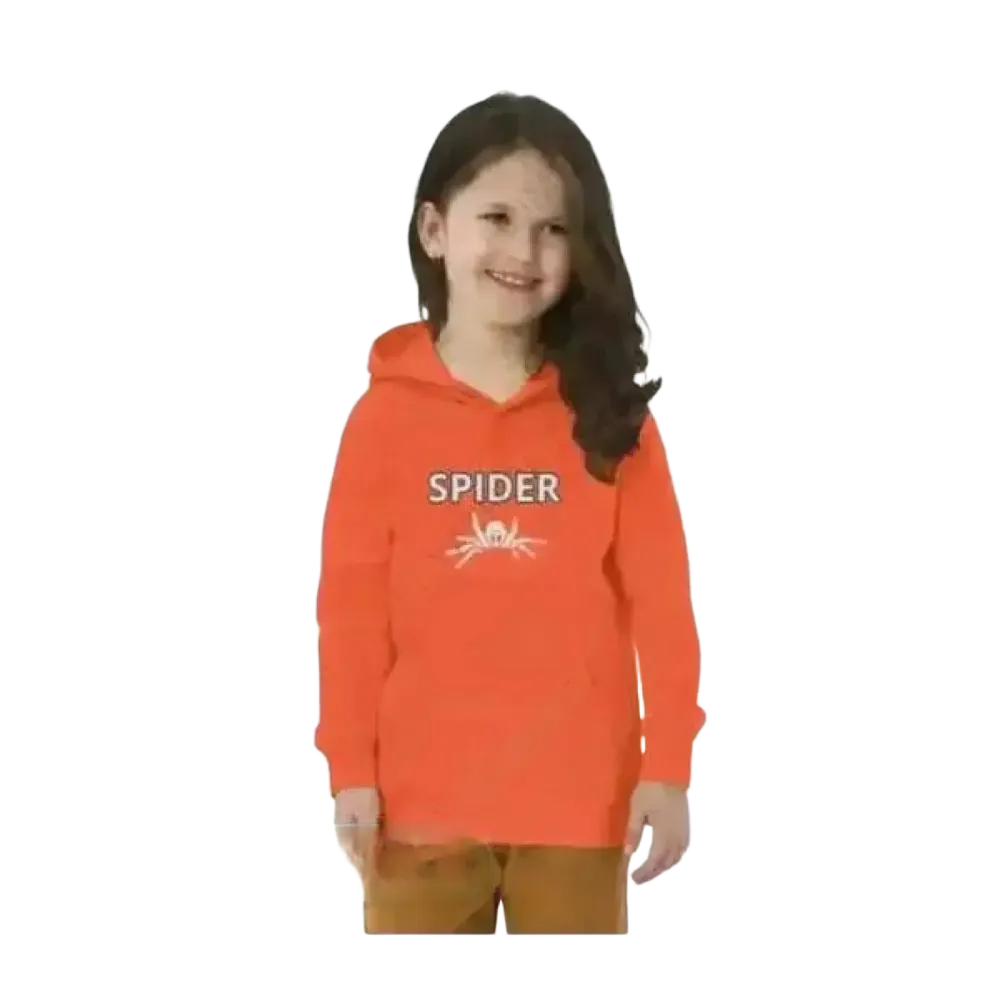 Kinder Hoodie mit Spinnen Motiv aus Baumwolle für Mädchen, Halloween Unisex Kapuzenpullover für 4-12 Jahre