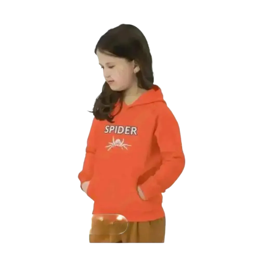 Kinder Hoodie mit Spinnen Motiv, Baumwolle, Unisex Halloween Kapuzenpullover für Mädchen und Jungen 4-12 Jahre, bequem und warm
