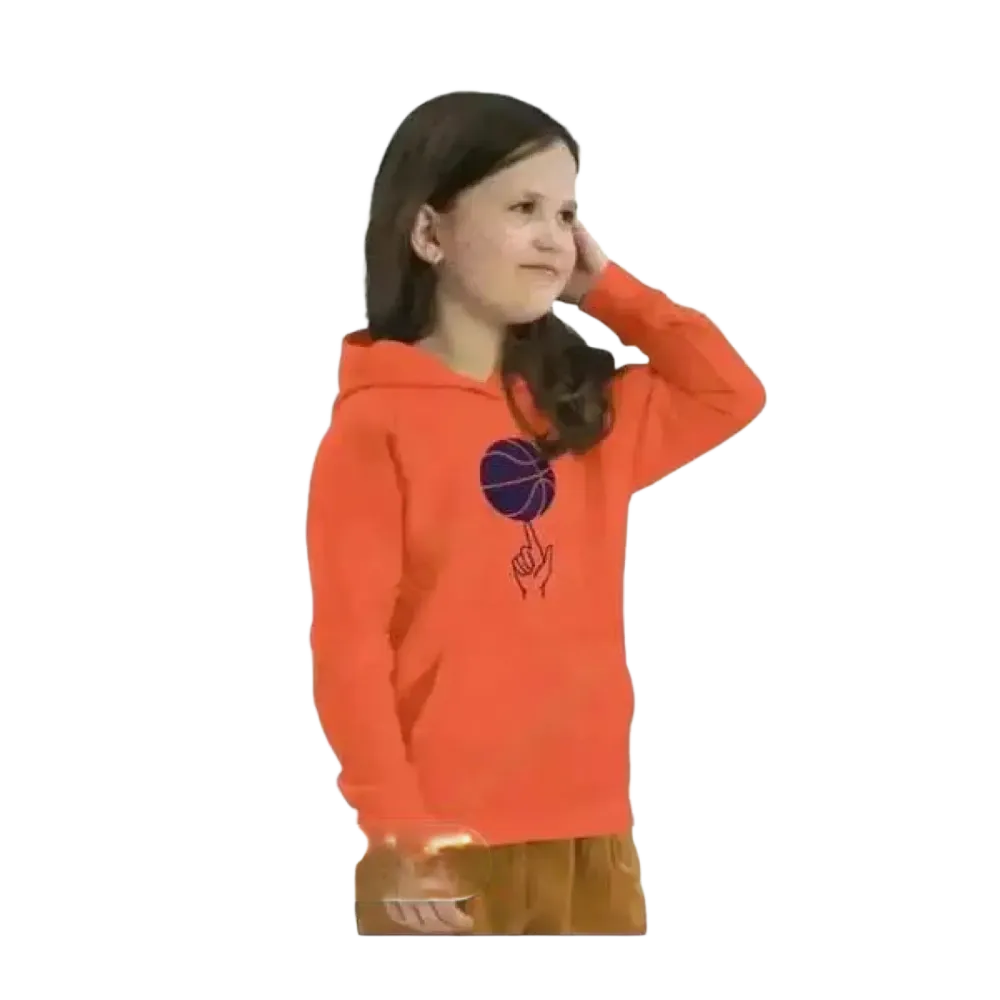Grauer unisex Kinder Hoodie aus Baumwolle mit Basketball-Grafik, für Jungen und Mädchen, 4-12 Jahre, doppellagig, bequem und stylish