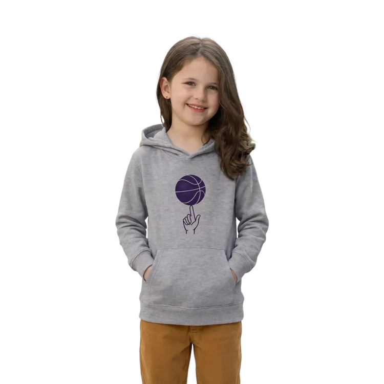 Sportlicher unisex Kinder Hoodie mit Basketball-Grafik, doppellagig, für Jungen und Mädchen 4-12 Jahre, bequem und stylisch.