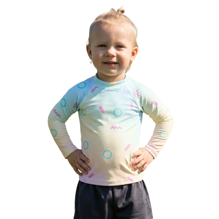 Kinder-Langarm-Sportshirt mit UV-Schutz, für Strand und Schwimmbad, in Größen 92-128 cm, von BUYATHOME24
