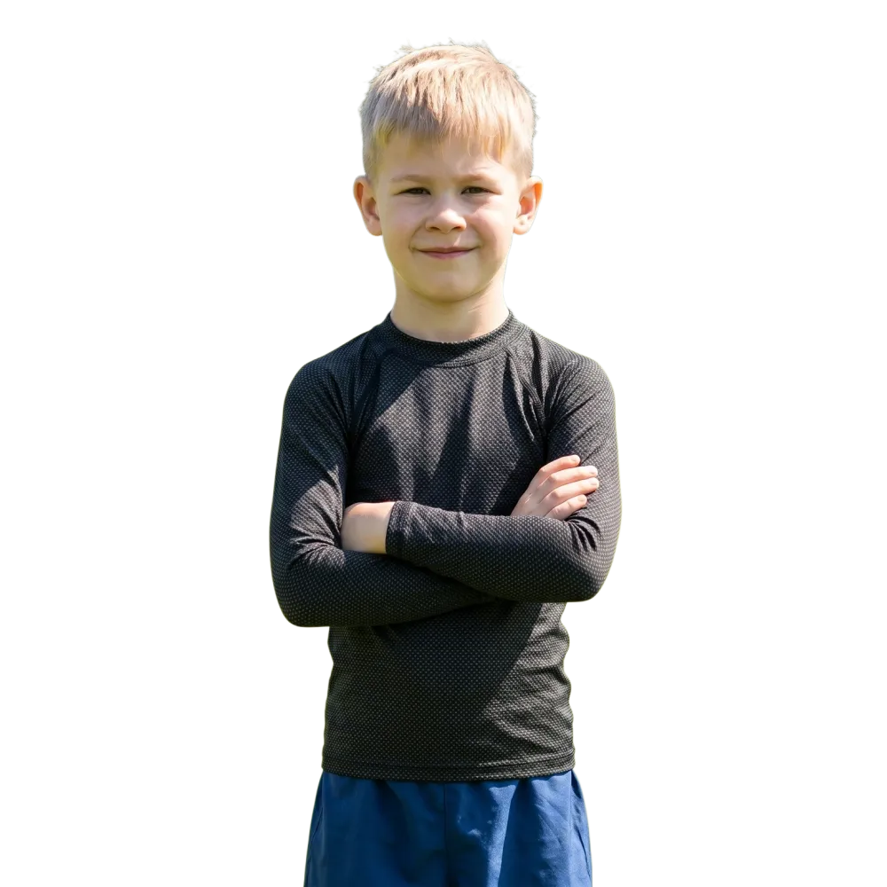 Kinder Sportshirt Langarmshirt von BUYATHOME24, Polyester Stretch mit UV-Schutz, für Kinder 92 bis 128 cm, sportliche Kleidung
