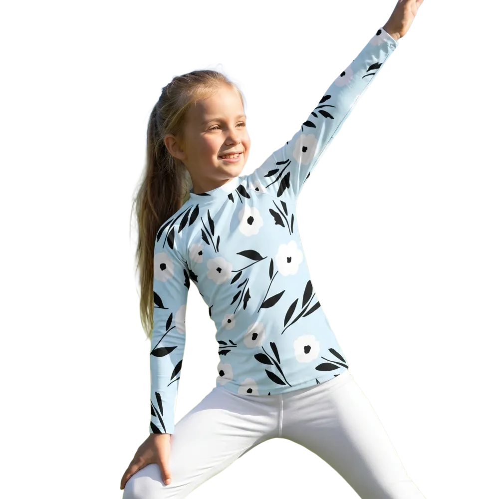 Kinder Langarm-Sportshirt mit Sonnenschutz von BUYATHOME24, elastisch, für Kinder 92-128 cm, angenehmer Stoff, sportlich und bequem