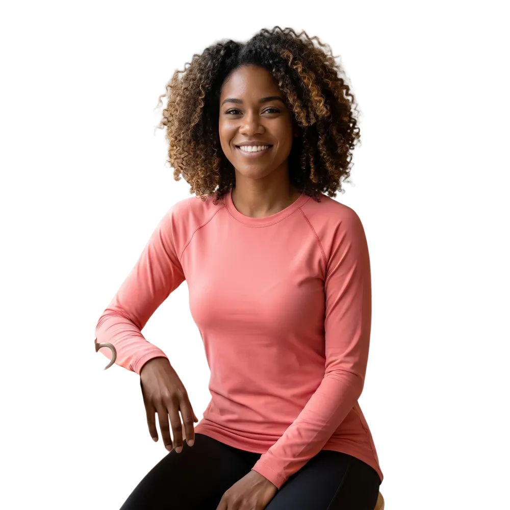 Damen Langarm Sport T-Shirt mit Stretchstoff in XS-3XL, bequemes Damen Sportshirt für aktive Frauen, BUYATHOME24.