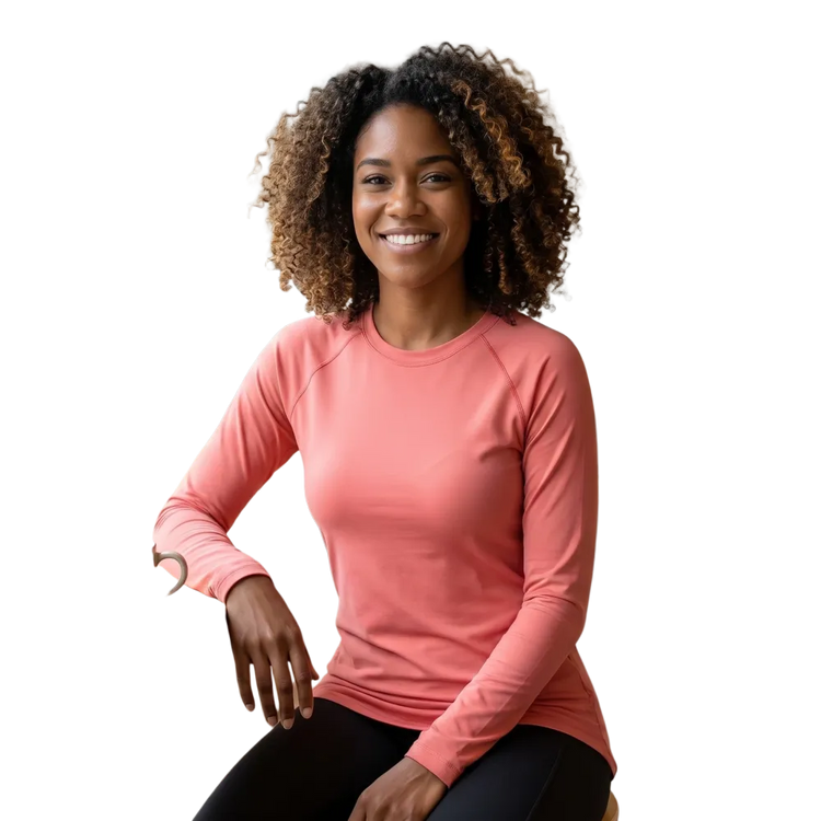 Damen Langarm Sport T-Shirt mit Stretchstoff in XS-3XL, bequemes Damen Sportshirt für aktive Frauen, BUYATHOME24.