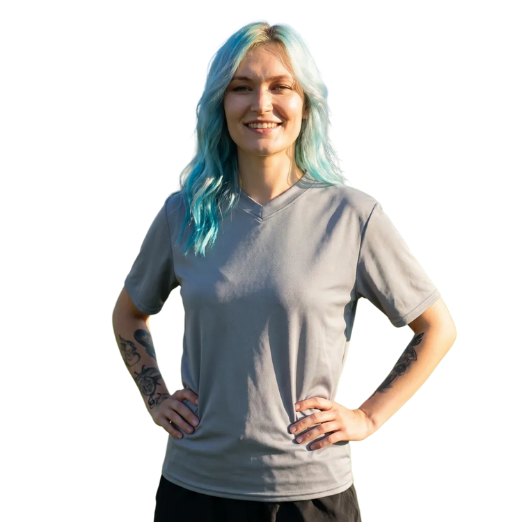 Unisex Fußballshirt mit V-Ausschnitt von BUYATHOME24, UV-Schutz, für Herren und Damen, in 2XS-6XL, sportlich und bequem.