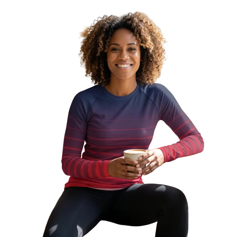 Damen Sporttop mit Langarm, elastisches Sportshirt in XS-3XL, mit Vier-Wege-Stretch, schwarzes Material, bequem und atmungsaktiv.