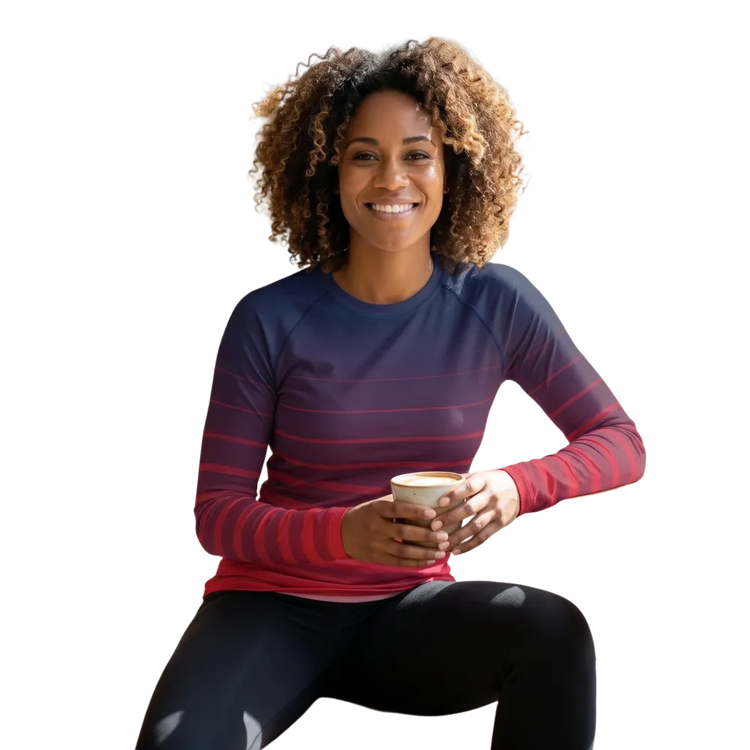 Damen Sporttop mit Langarm, elastisches Sportshirt in XS-3XL, mit Vier-Wege-Stretch, schwarzes Material, bequem und atmungsaktiv.