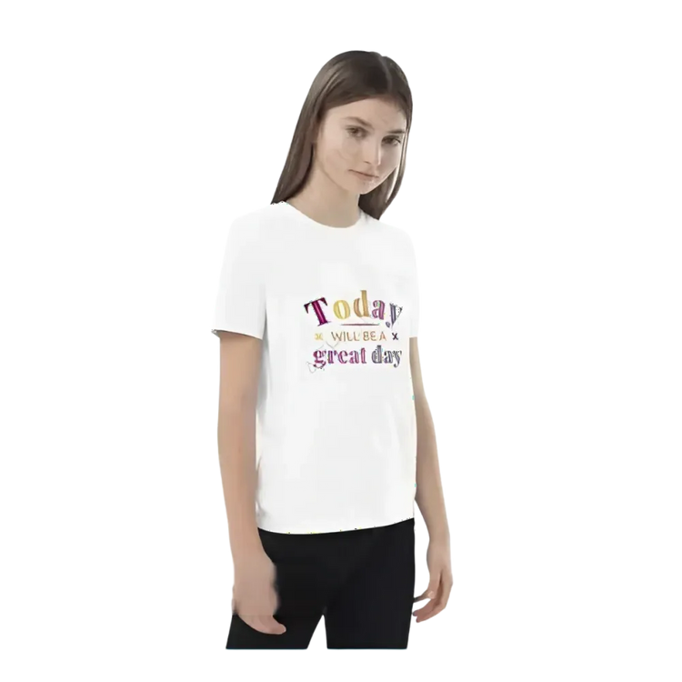Grafik Unisex T-Shirt für Kinder 3-14 Jahre von BUYATHOME24, personalisierbares Kurzarm-Shirt mit Spruch und Druck.