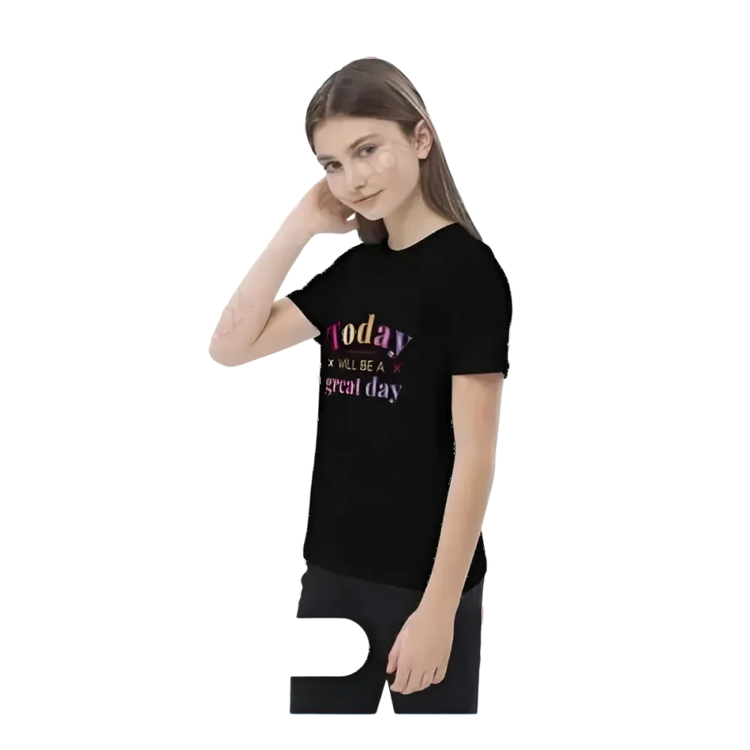 Grafik Unisex T-Shirt für Kinder 3-14 Jahre mit personalisiertem Spruch, Kurzarm, weiches Baumwollmaterial, von BUYATHOME24