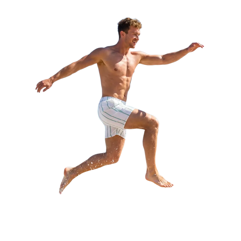 Herren Badeshorts mit Streifenmuster, Mikrofaser, UV-Schutz 50+, in 2XS-6XL, angenehm zu tragen, für Wassersport und Strand.