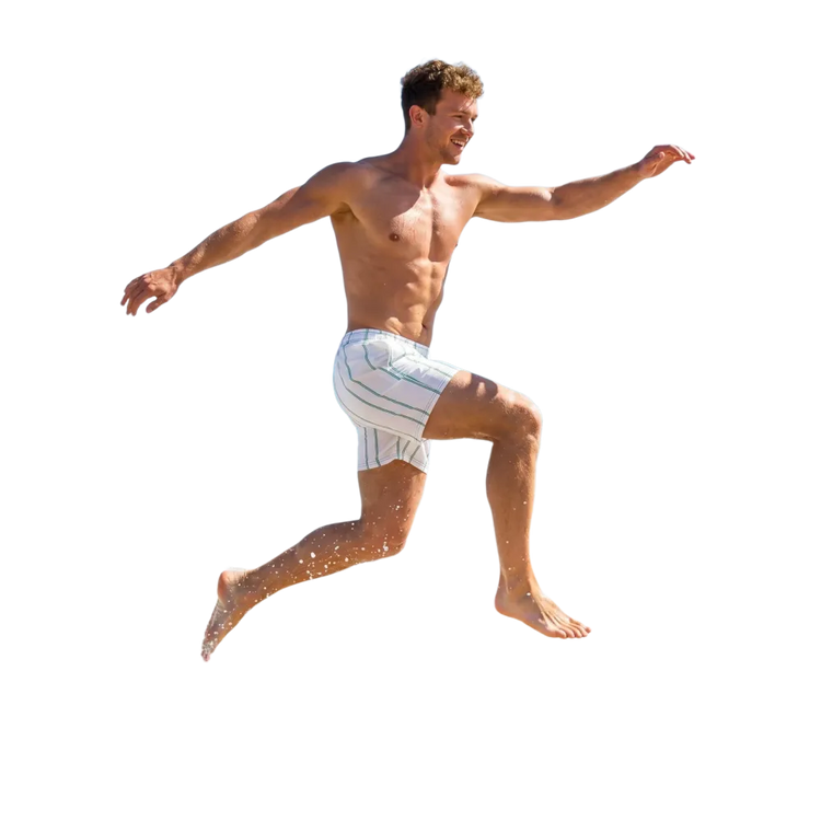Herren Badeshorts mit Streifenmuster, Mikrofaser, UV-Schutz 50+, in 2XS-6XL, angenehm zu tragen, für Wassersport und Strand.
