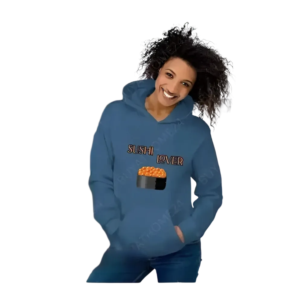 Grafik Unisex Hoodie mit Sushi-Motiv, für Herren und Damen in S bis 5XL, bequemer Kapuzenpullover von BUYATHOME24.