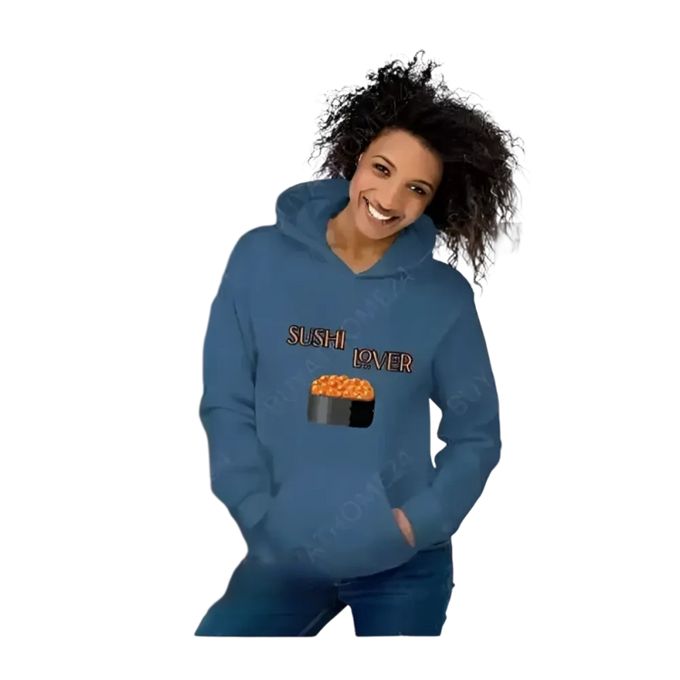 Grafik Unisex Hoodie mit Sushi-Motiv, für Herren und Damen in S bis 5XL, bequemer Kapuzenpullover von BUYATHOME24.