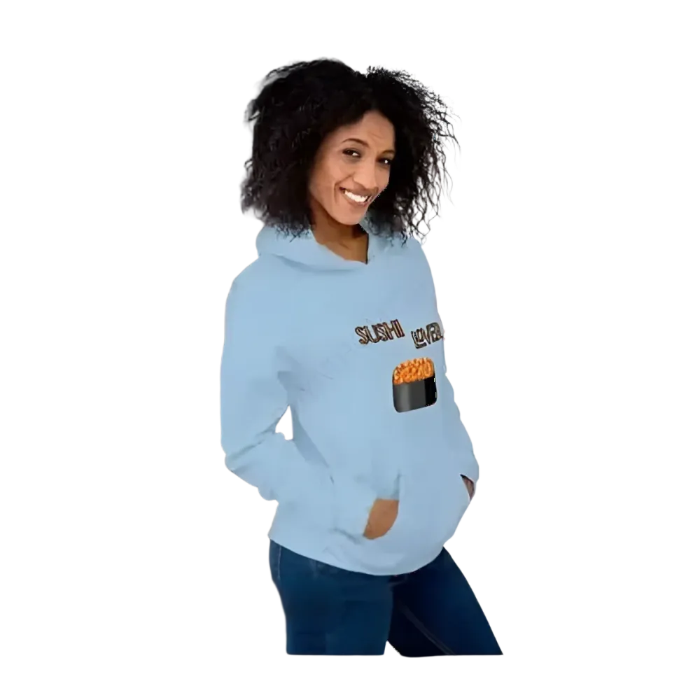 Unisex Sushi Lover Kapuzenpullover für Herren und Damen in verschiedenen Größen, mit Sushi-Grafik auf weichem Hoodie