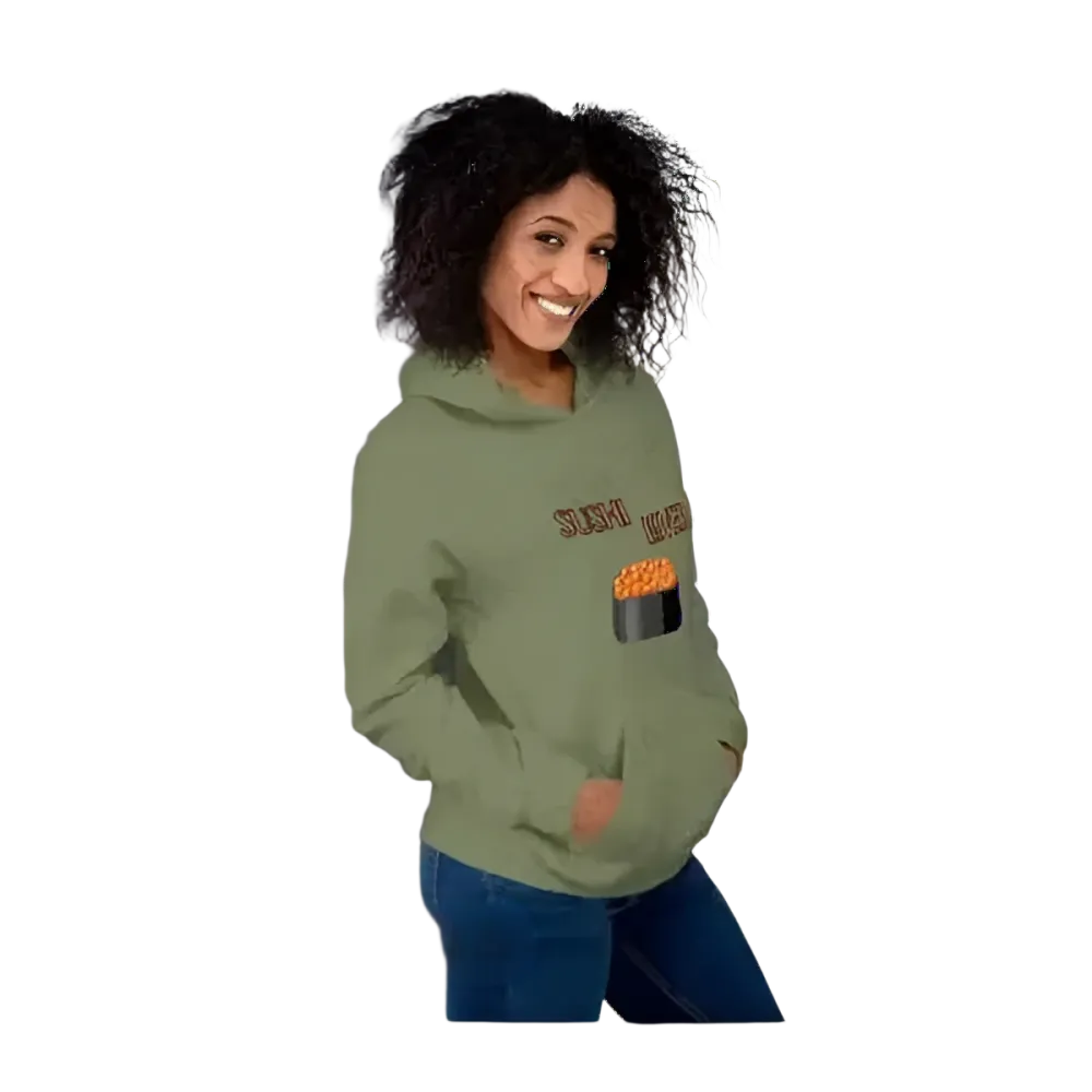 Unisex Sushi Lover Hoodie in S bis 5XL, gemütlicher Kapuzenpullover mit Sushi-Grafik für Herren und Damen von BUYATHOME24